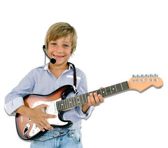BONTEMPI 241310 Guitare électrique RockGuitar 6 cordes en métal Casque micro MP3