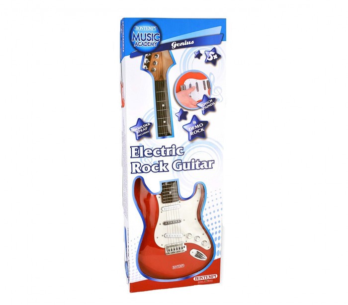 BONTEMPI 241300 Guitare électrique Rock 6 cordes en métal avec bandoulière