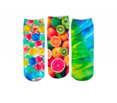 Pack 3 paires de chaussettes FUNNY COLORS pour femmes imprimées en couleur 3D
