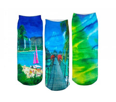 Pack 3 paires de chaussettes FUNNY TRIP pour femmes imprimées en couleur 3D