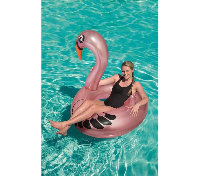 36124 Bouée gonflable géante en forme de cygne BESTWAY 165 x 117cm blanc ou rose
