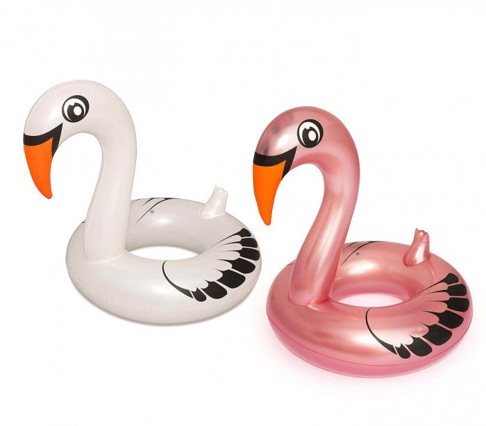 36124 Bouée gonflable géante en forme de cygne BESTWAY 165 x 117cm blanc ou rose