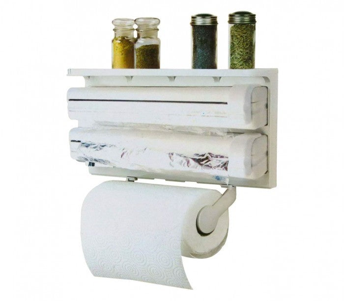 870592 Distributeur TRIPLE papier aluminium film plastique essui-main BLANC