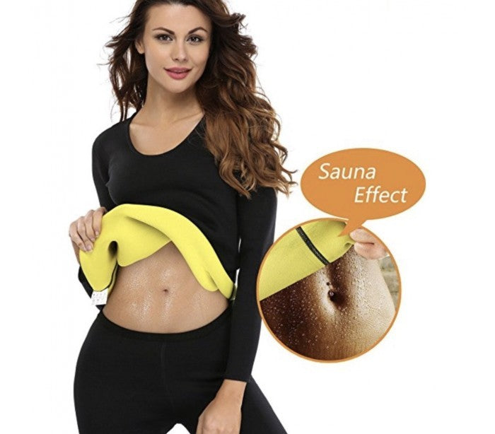 T-shirt fitness effet sauna à manches longues en néoprène  tailles S à XXL