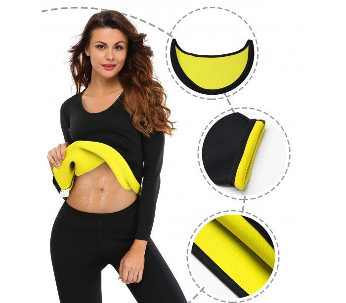 T-shirt fitness effet sauna à manches longues en néoprène  tailles S à XXL