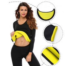 T-shirt fitness effet sauna à manches longues en néoprène  tailles S à XXL