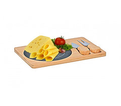 109961 Planche de bambou ALPINIA pour couper du fromage avec couteaux et broche