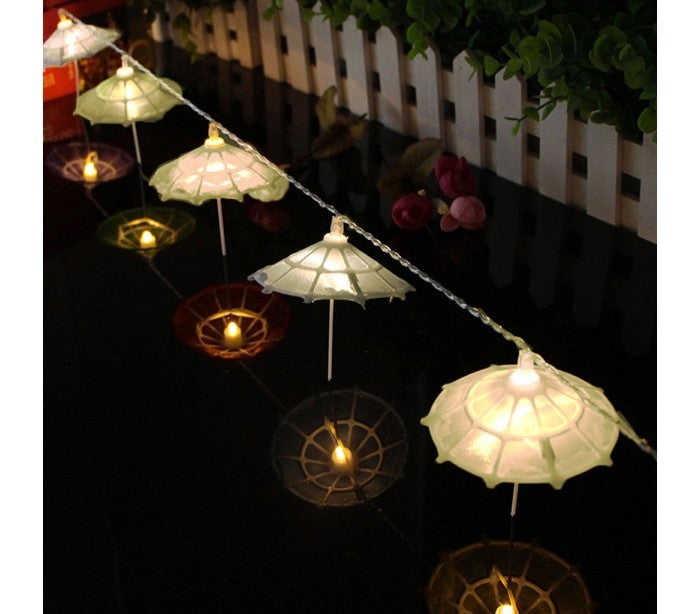 037189 Light chain Guirlande de 10 parapluies LED avec batteries extérieures 210cm