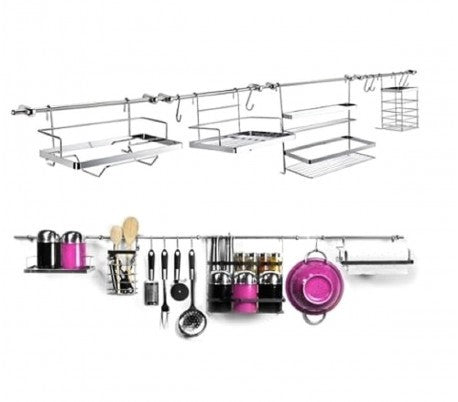 980603 Ensemble D'organisateurs cuisine Maitre Chef  16 Pièces, 2 Barres De 72 Cm