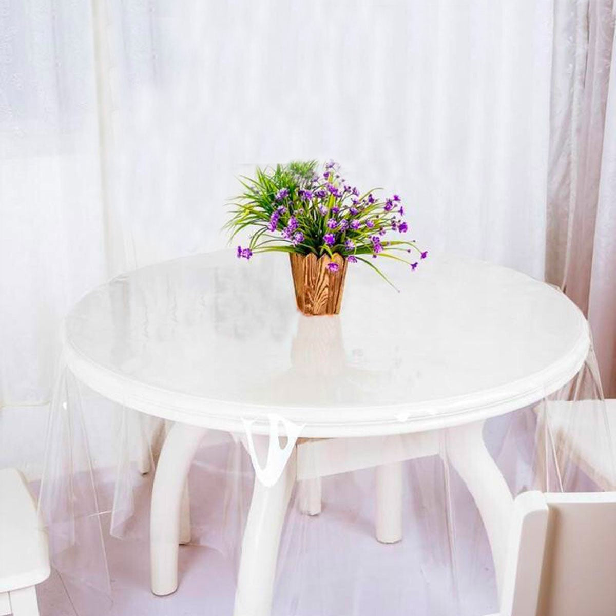 303009 Nappe ronde toile cirée PVC diamètre 150 cm imperméable et transparente