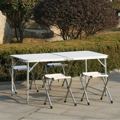 Table pliante en aluminium FUBUCA pour le camping avec tabourets 120x60x70cm