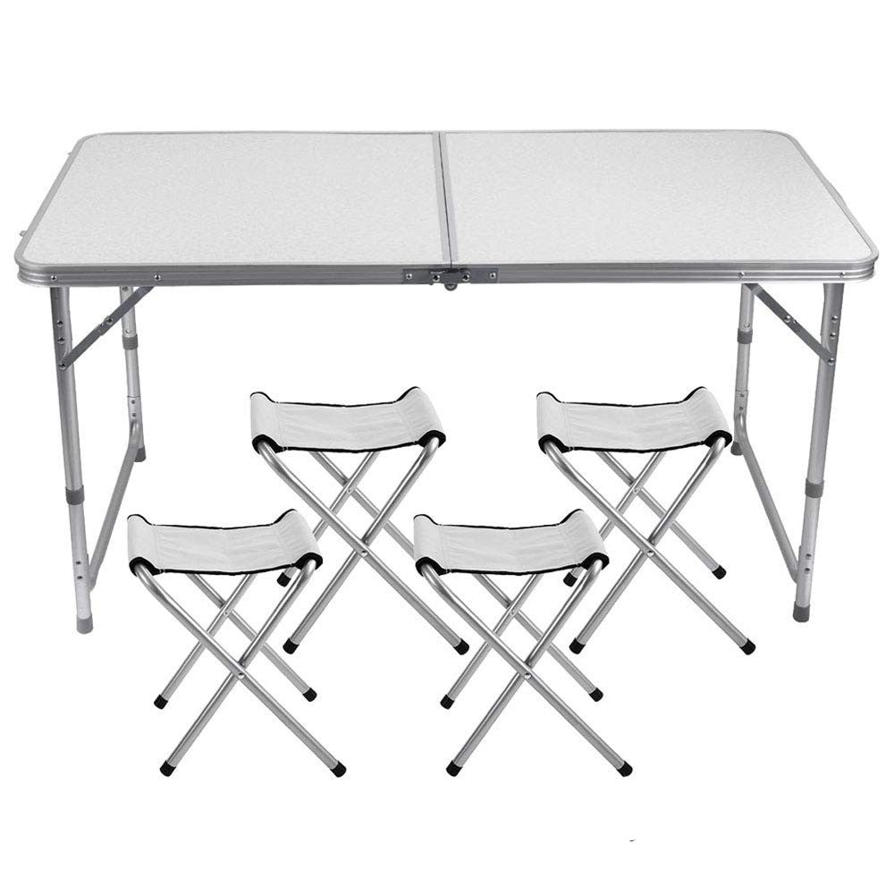Table pliante en aluminium FUBUCA pour le camping avec tabourets 120x60x70cm