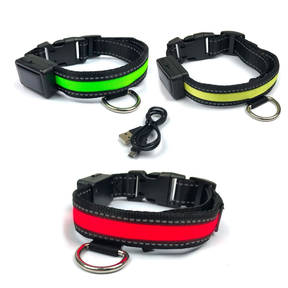 FUBUCA Collier réglable LED pour chiens avec charge solaire et usb 3 tailles