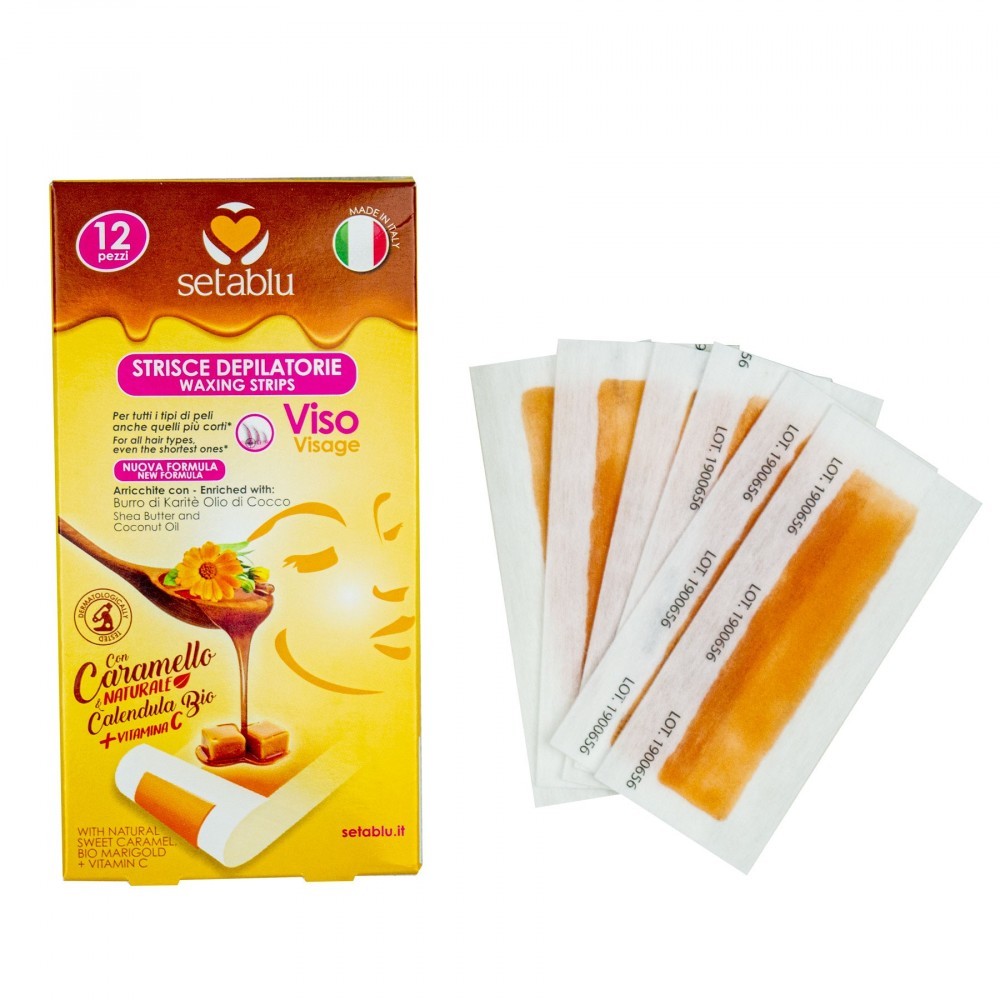 931422  8 bandes d'épilation SETABLU avec extraits de caramel et calendula