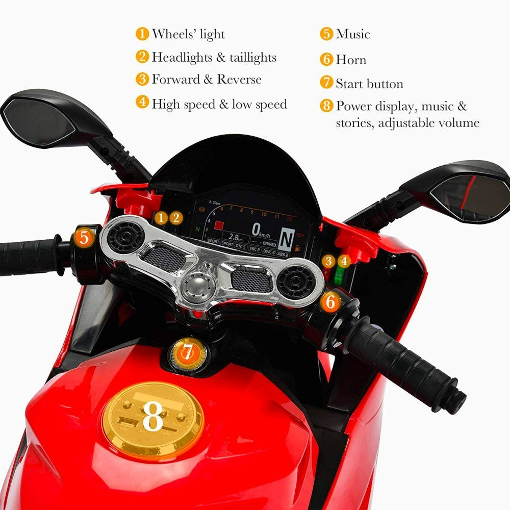 B39326 Moto sportive électrique pour enfant BKT lumières et sons 12V MP3 USB