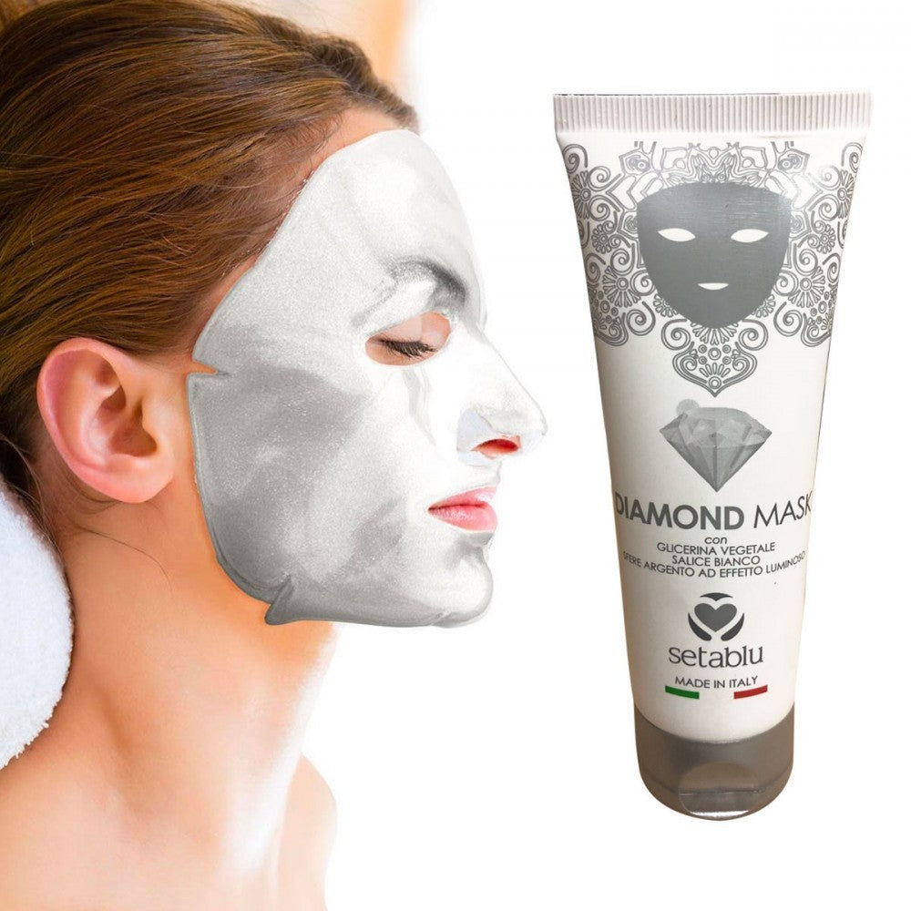 574856 SETABLU masque de diamant avec boules de saule blanc, argentées
