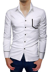 Chemise asymétrique homme -manches longues -cintrée pois á contraste -Mod PRINCE