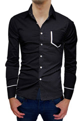 Chemise asymétrique homme -manches longues -cintrée pois á contraste -Mod PRINCE