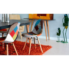 252588 Pack 3 chaises Patchdesign WE TAKE HOME pieds en bois de hêtre