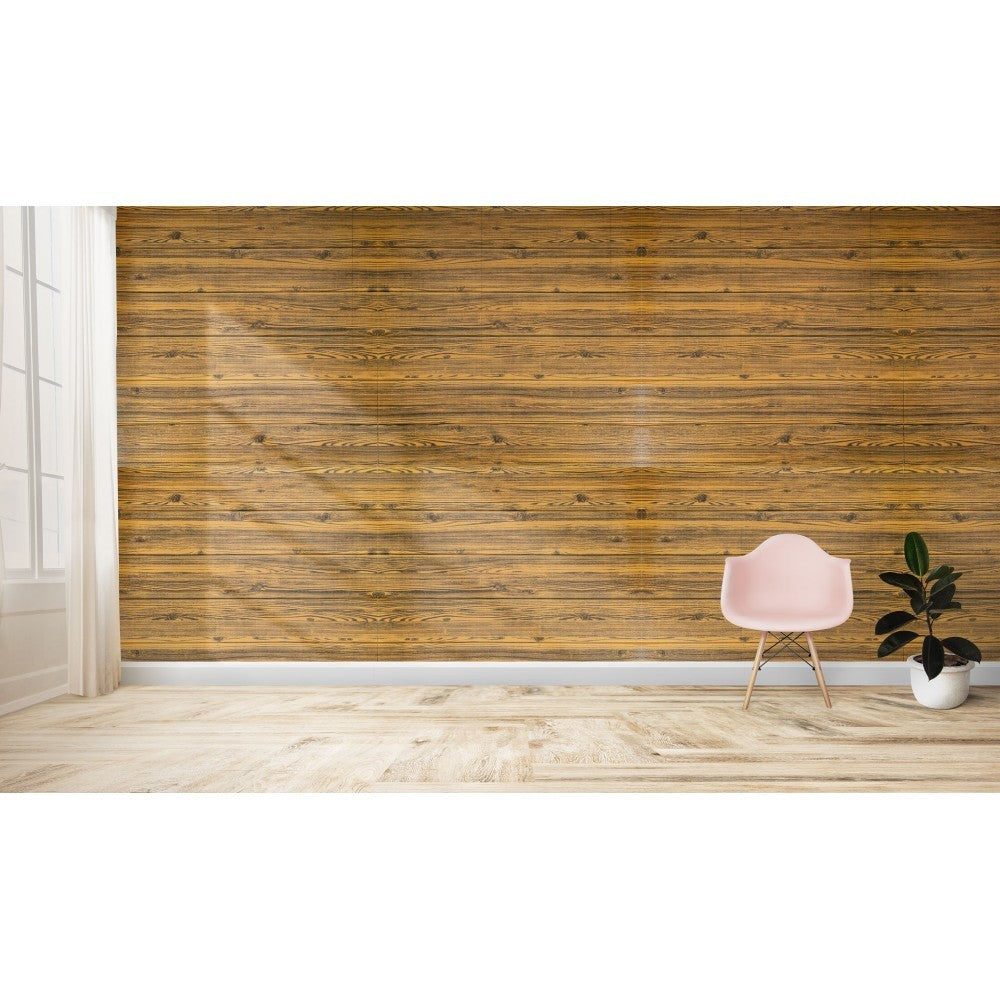 965471 Papier peint effet 3D Bois foncé souple en PE amortit sons et  chocs