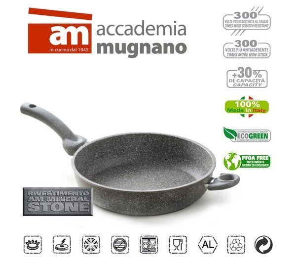 Poêle - Sauteuse un manche antiadhésive de 28 cm effet pierre - Diamond Tech