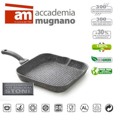 Poéle grill- plancha antiadhésive 28x28 cm effet pierre -Revêtement Diamond Tech