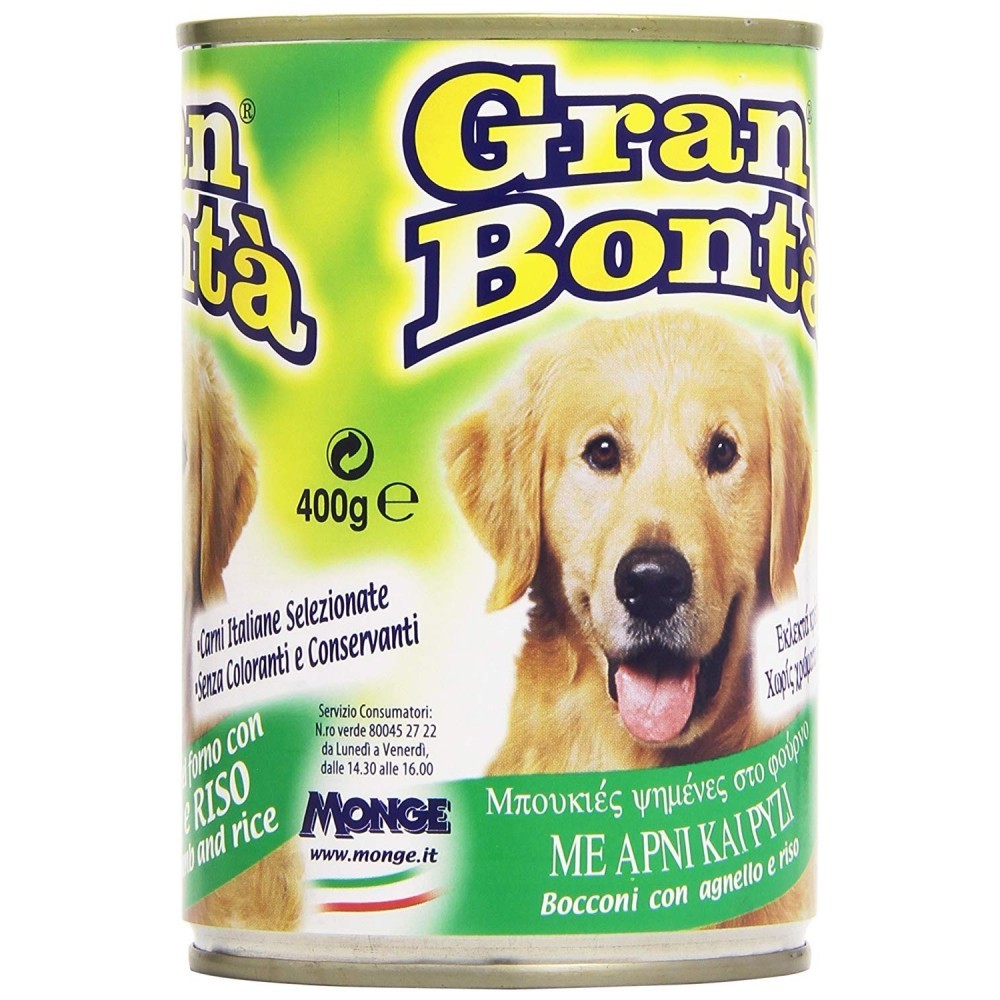 GRAN BONTA viande pour chiens d'agneau et de riz 400g en pot avec vitamines