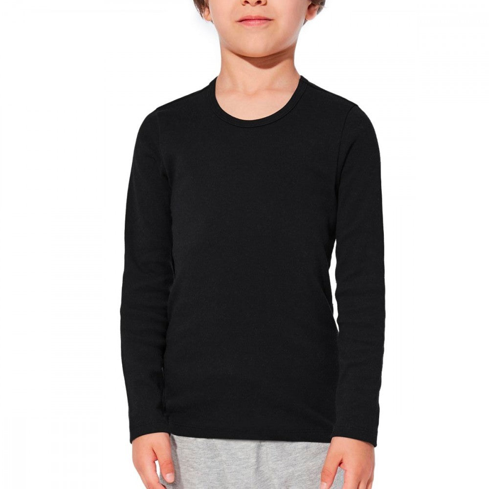 VKA32 T-shirt manches longues enfant Enox, col rond, intérieur polaire