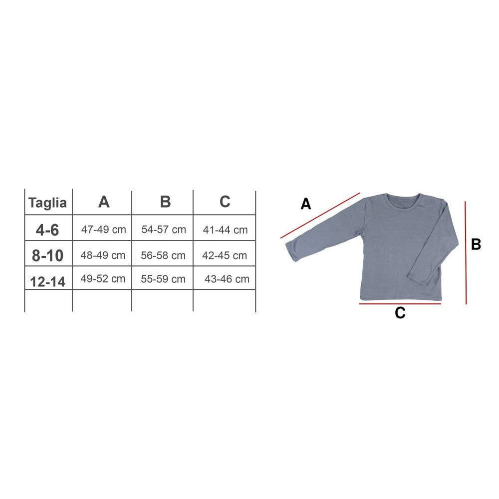 VKA32 T-shirt manches longues enfant Enox, col rond, intérieur polaire