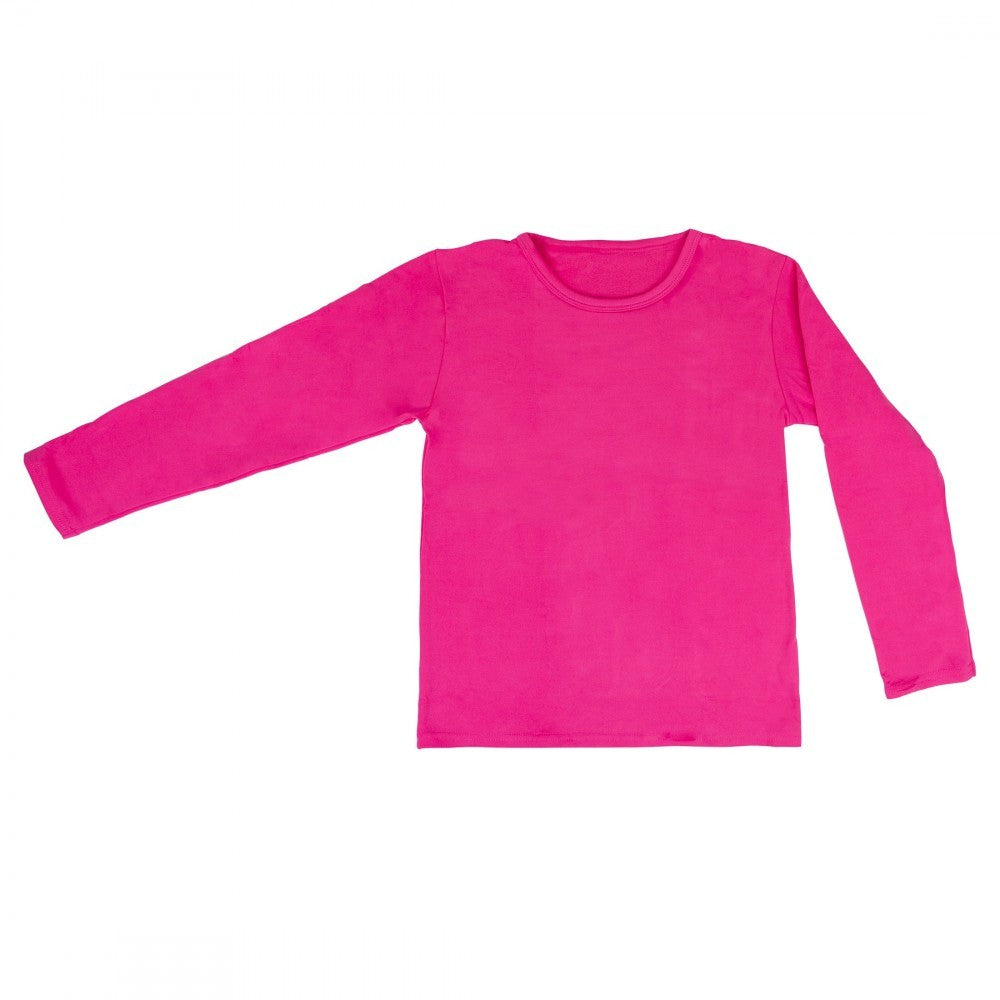 VKA33 T-shirt pour fille, col rond, manches longues et intérieur polaire
