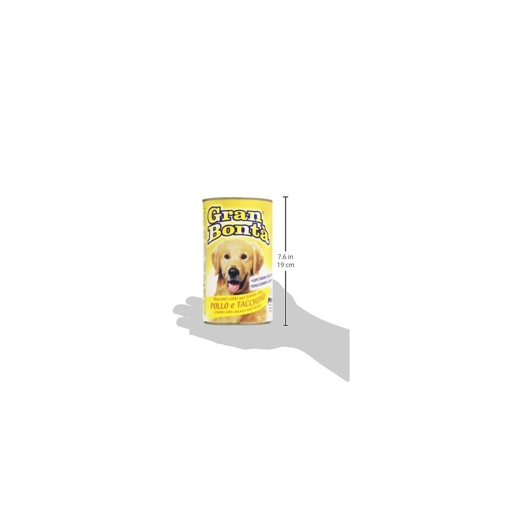 Pack 24x boîtes de viande de poulet et dinde GRAN BONTA' pour chien 400g
