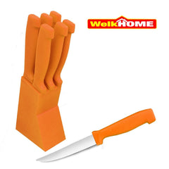 Set 6 couteaux 12 cm- poignée ergonomique + support - WELKHOME