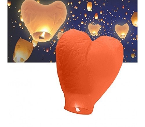 Lanterne de ciel - lanterne chinoise forme coeur diametre 33 cm