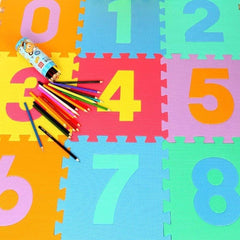 BricoBravo tapis de puzzle modulaire de 9 pièces, 32X32cm EVA Chiffre