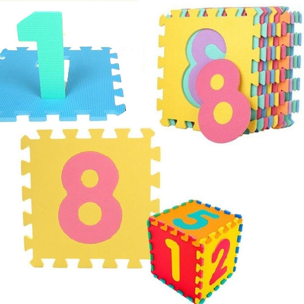 BricoBravo tapis de puzzle modulaire de 9 pièces, 32X32cm EVA Chiffre