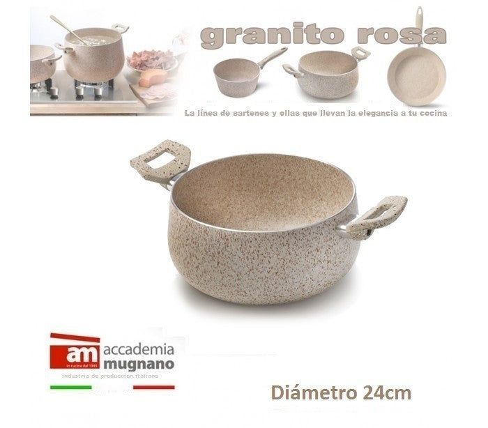 Faitout -Casserolle antiadhésive de 24 cm effet pierre - Revêtement Diamond Tech