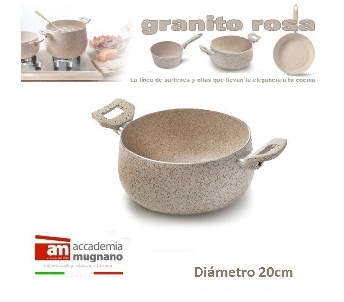 Faitout -Casserolle antiadhésive de 20 cm effet pierre - Revêtement Diamond Tech