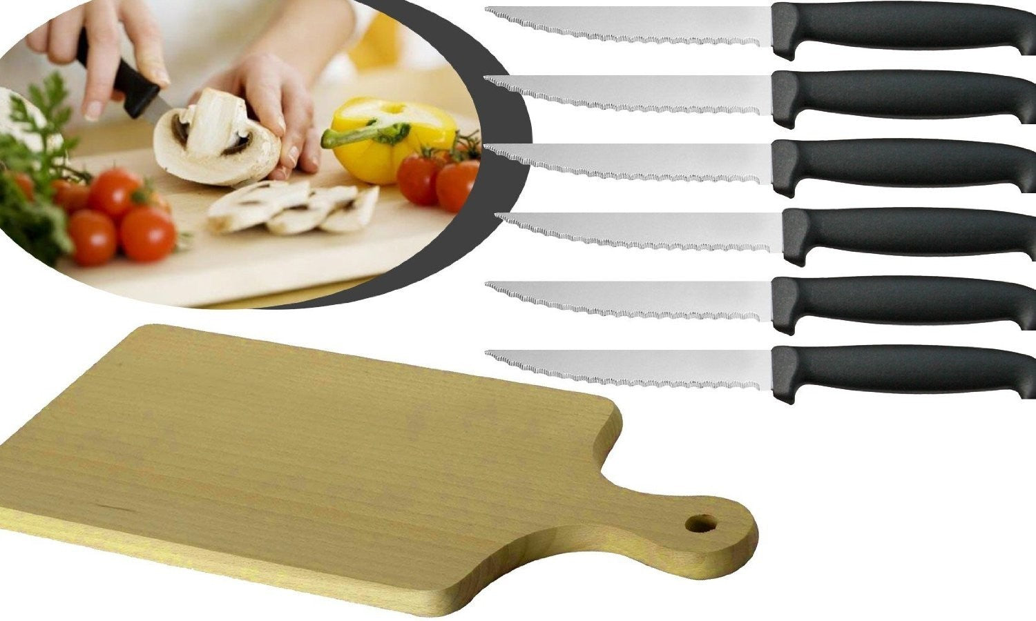Set de 7 pièces - cuisine couteaux steak + 18 * 31 cm / inox- WELKHOME
