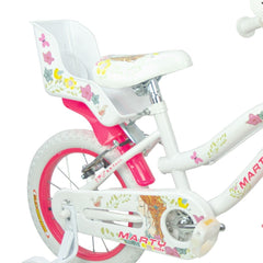 Vélo fille BKT MARTY taille 14" 3-6 ans avec panier et siège poupée