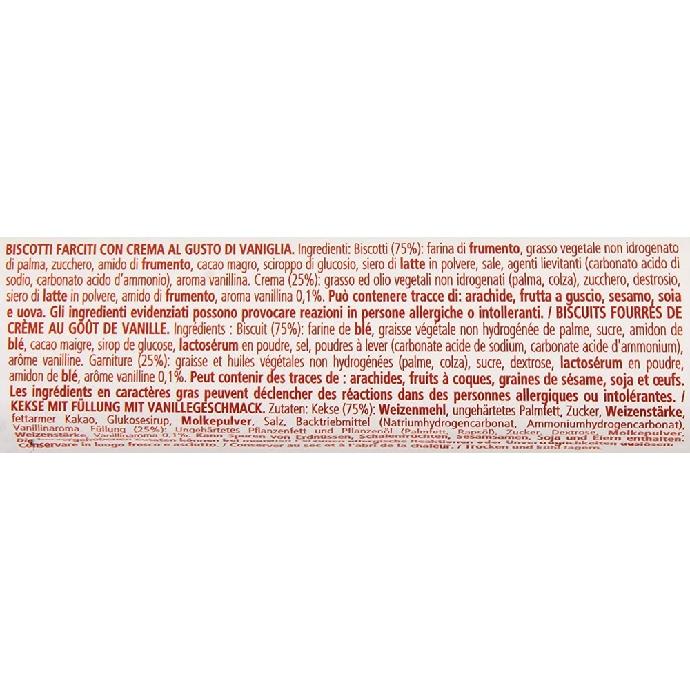Pack de 6 paquets de biscuits à la vanille Ringo 12 pièces 165 g de Pavesi