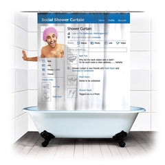 Rideau de douche "réseau social" 180x180 cm avec une fenêtre transparente