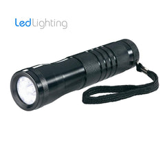 Lampe torche 9 LED lumière froide en aluminium - longueur 13cm - ergonomique
