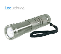 Lampe torche 9 LED lumière froide en aluminium - longueur 13cm - ergonomique