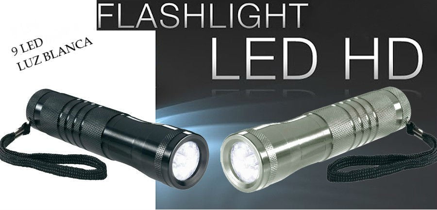 Lampe torche 9 LED lumière froide en aluminium - longueur 13cm - ergonomique