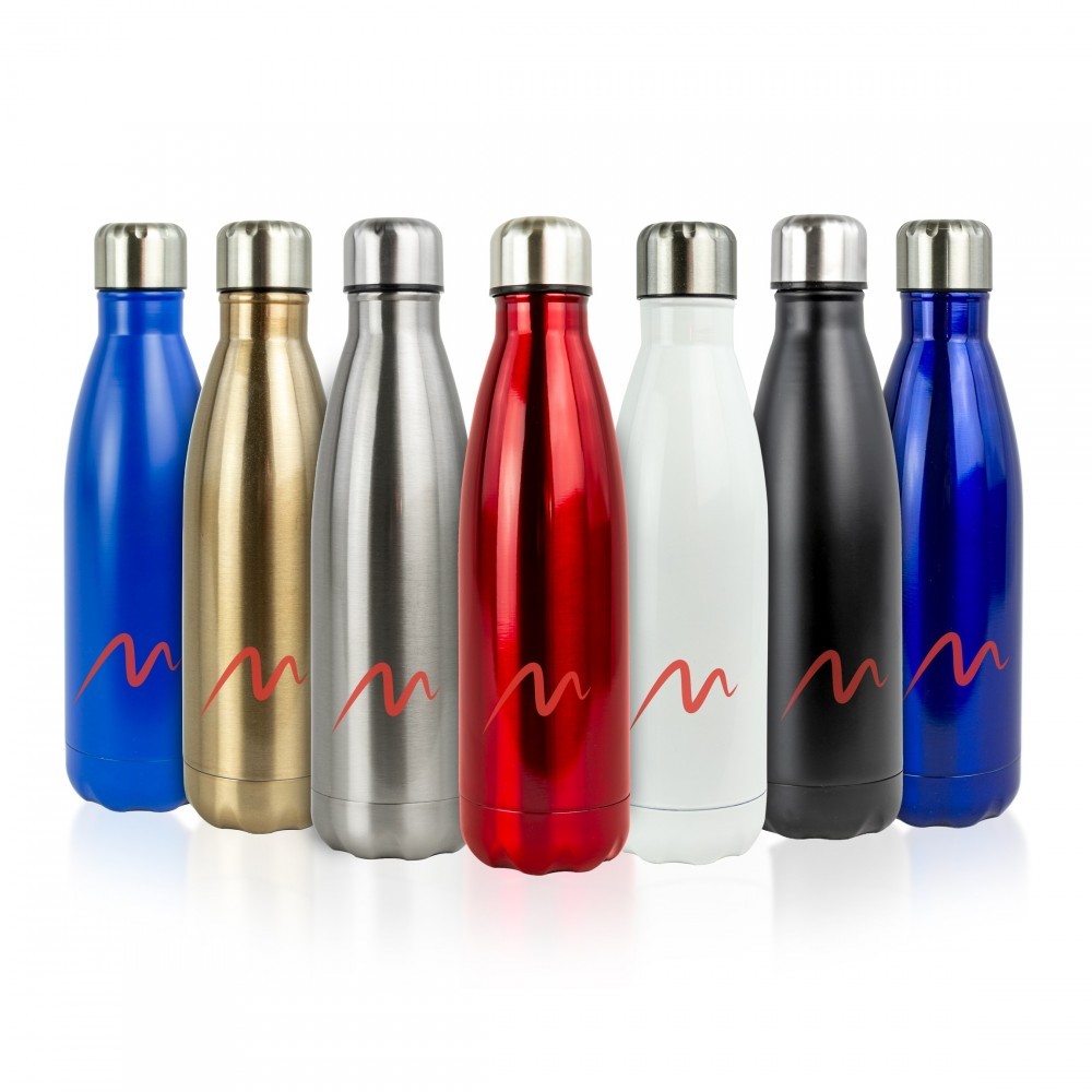 186168 Bouteille d'eau thermique de 500 ml en acier sans BPA plusieurs coloris