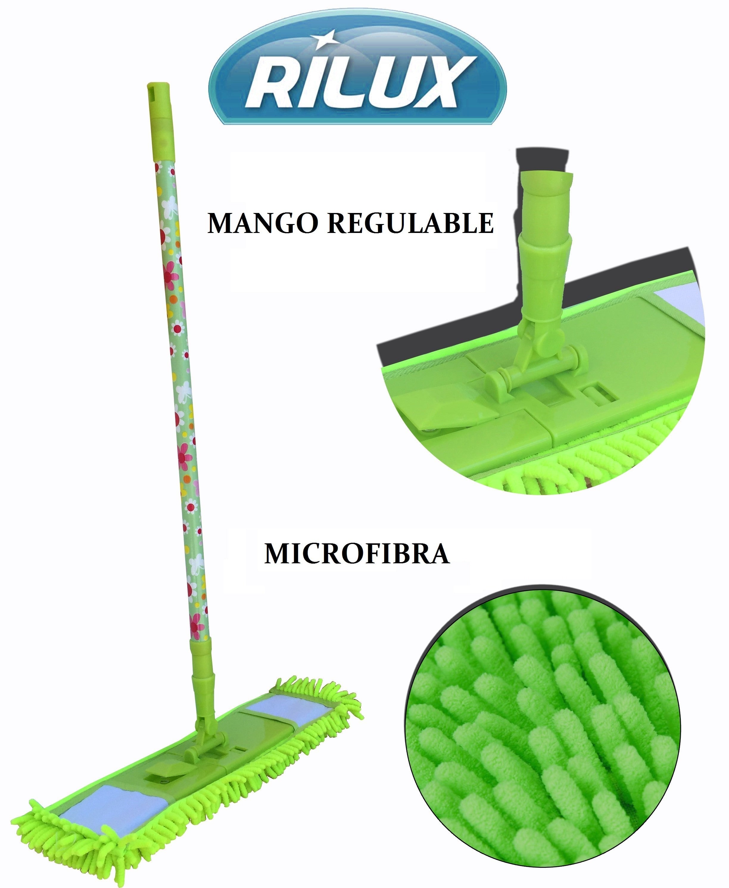 Vadrouille en microfibre manche extensible et télescopique avec motifs - RILUX