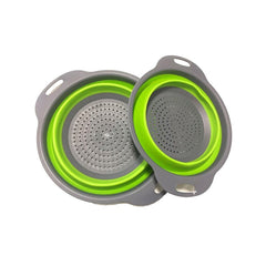 Set 2 passoires pliables en silicone  ø 20 et 24 cm polyvalentes bleu ou vert