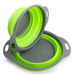 Set 2 passoires pliables en silicone  ø 20 et 24 cm polyvalentes bleu ou vert