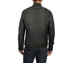L179 Veste en similicuir pour homme NEW BRAMS modèle CASEY noir slim fit