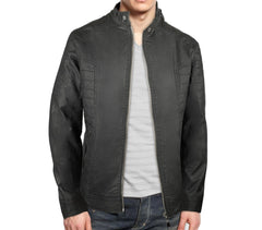 L179 Veste en similicuir pour homme NEW BRAMS modèle CASEY noir slim fit